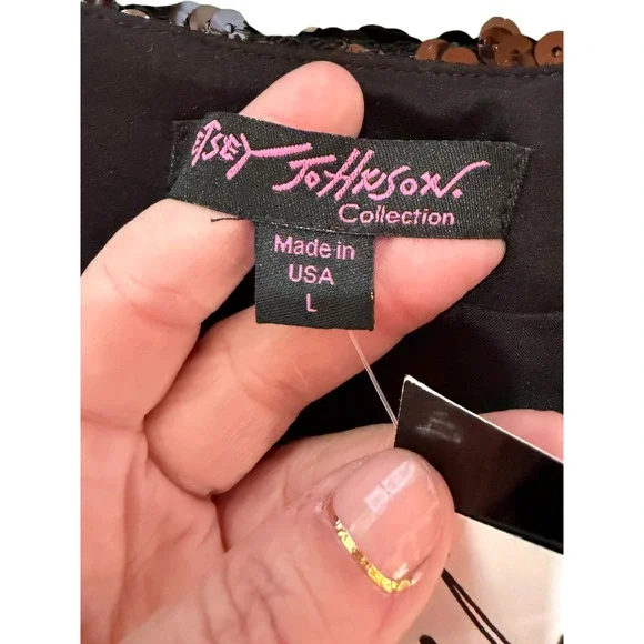 Y2k Betsey Johnson Vintage Women's LARGE Black Sequined Short-Sleeve Crop Jacket - Picture 6 of 12
